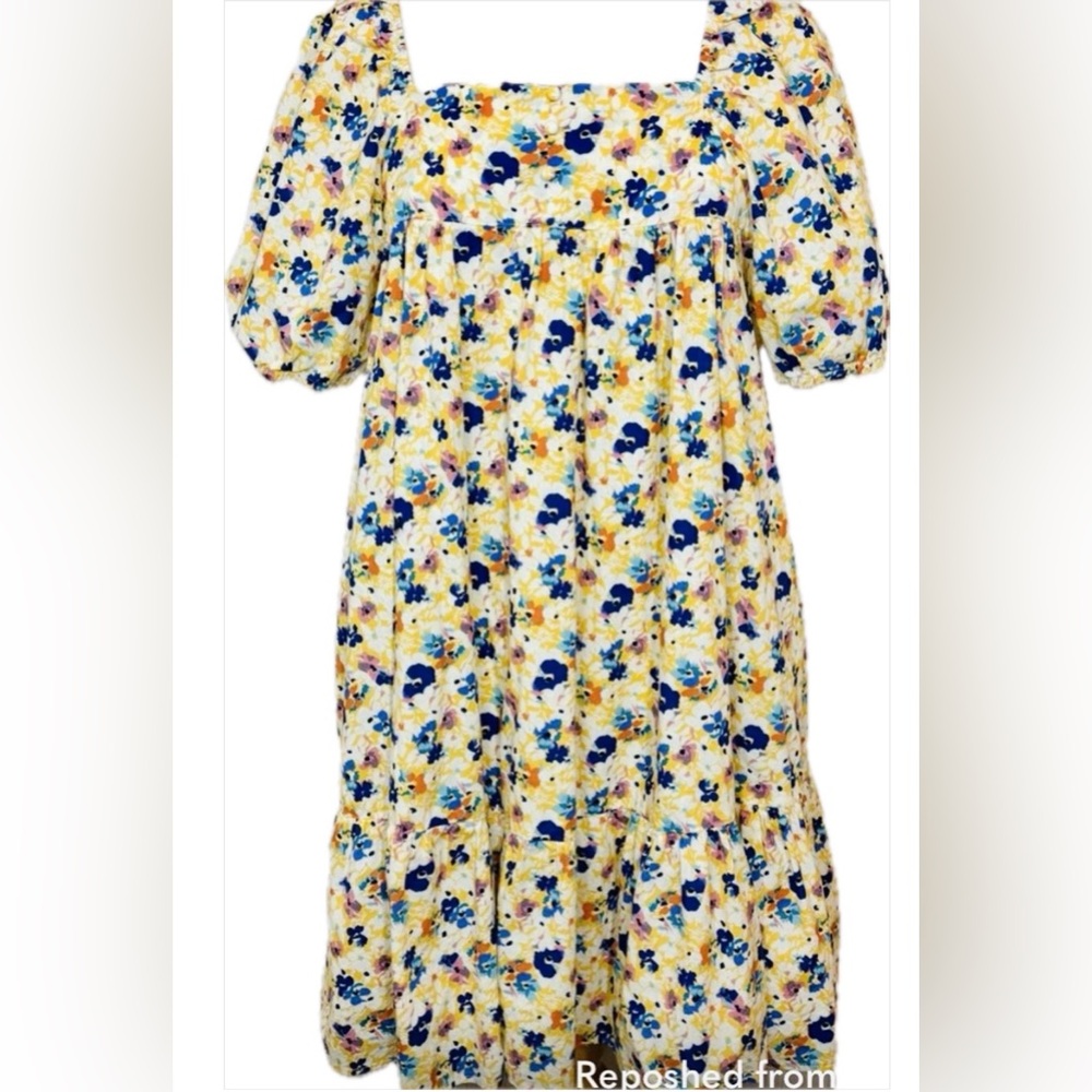 Hayden Floral Mini Dress - Yellow and Blue